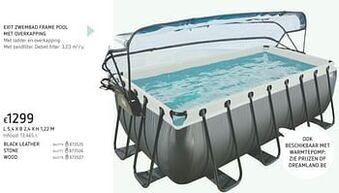 Dreamland Exit zwembad frame pool met overkapping black leather aanbieding