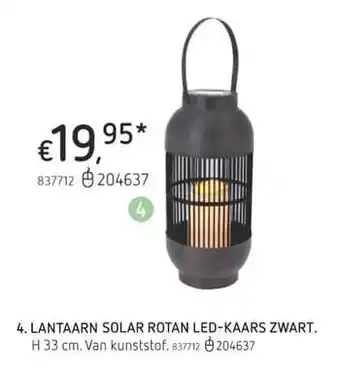 Dreamland Lantaarn solar rotan led-kaars zwart 33 cm aanbieding