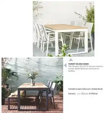 Dreamland Tuintafel en bank selena en 3 stoelen bondi antraciet aanbieding