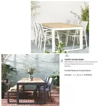 Dreamland Tuintafel selena en 6 stoelen bondi antraciet aanbieding