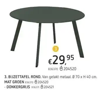 Bijzettafel rond mat groen 70 x H 40 cm