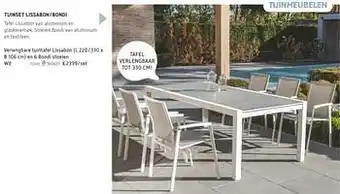 Dreamland Verlengbare tuintafel lissabon en 6 bondi stoelen wit aanbieding