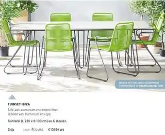 Dreamland Tuintafel en 6 stoelen grijs (L 220 x B 100 cm) aanbieding