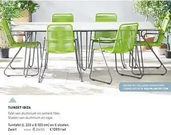 Dreamland Tuintafel en 6 stoelen zwart (L 220 x B 100 cm) aanbieding