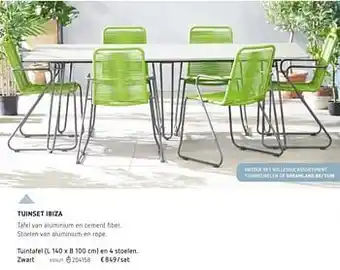 Tuintafel en 4 stoelen zwart (L 140 x B 100 cm)