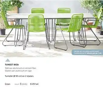 Tuintafel en 2 stoelen groen 90 cm