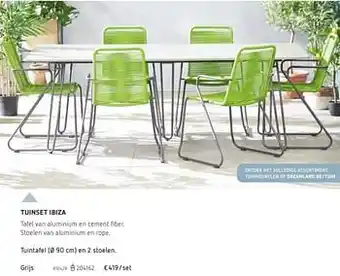 Dreamland Tuintafel en 2 stoelen grijs 90 cm aanbieding