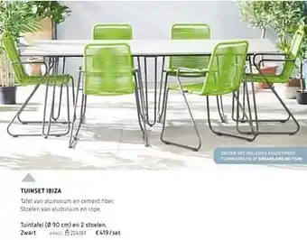 Tuintafel en 2 stoelen zwart 90 cm