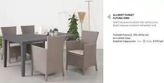 Dreamland Tuintafel futura en 4 zetels iowa graphite-cappuccino aanbieding