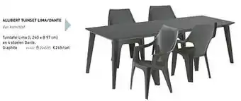 Dreamland Tuintafel lima en 4 stoelen dante graphite (L 240 x B 57 cm) aanbieding