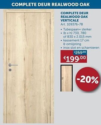 Zelfbouwmarkt Complete deur realwood oak verticale aanbieding
