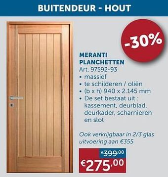Buitendeur meranti planchetten