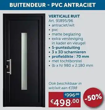 Zelfbouwmarkt Buitendeur - pvc antraciet verticale ruit aanbieding