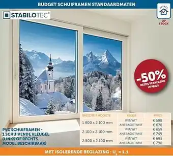Zelfbouwmarkt Budget schuiframen standaardmaten -50% aanbieding