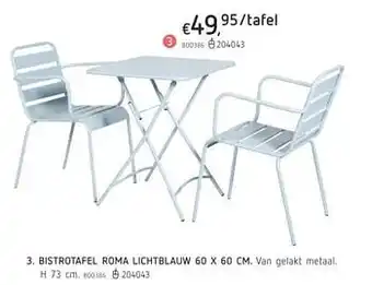 Bistrotafel roma lichtblauw 60 x 60 cm