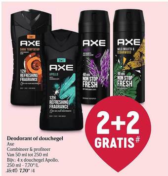 Delhaize Deodorant Of Douchegel Axe aanbieding