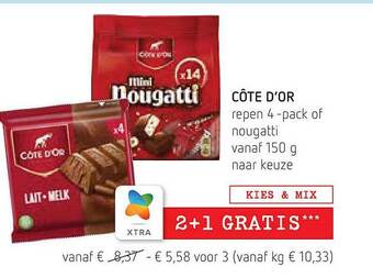 Spar Côte D'or Repen 4 Pack Of Nougatti aanbieding