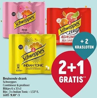 Delhaize Bruisende drank schweppes indian tonic aanbieding