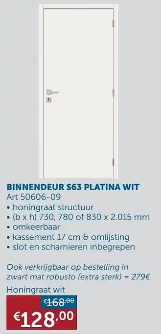 Zelfbouwmarkt Binnendeur s63 platina wit honingraat wit aanbieding