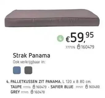 Palletkussen zit panama taupe L 120 x B 80 cm