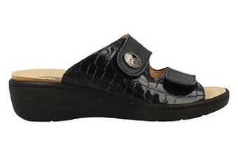 Berca Shoes Franken Schuhe Comfort Slipper Dames Volledig Leder/kurkvoetbed - Blauw aanbieding