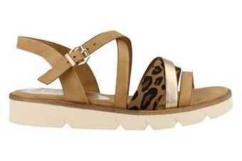 Berca Shoes Marco Tozzi Sandaal Plat Dames Trend Dierenprint - Camel aanbieding