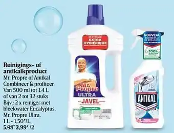Delhaize Reiniger met bleekwater eucalyptus mr. propre ultra aanbieding