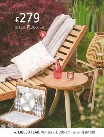 Dreamland Ligbed teak l 205 cm aanbieding