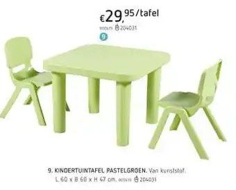 Kindertuintafel pastelgroen L 60 x B 60 x H 47 cm