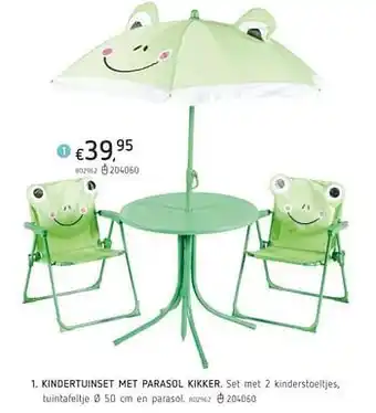Dreamland Kindertuinset met parasol kikker 50 cm aanbieding