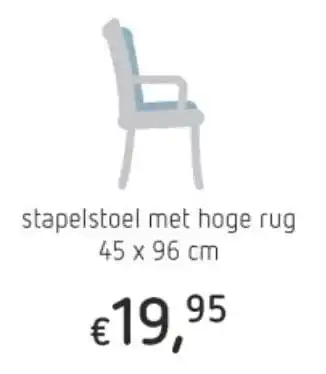 Stapelstoel met hoge rug 45 x 96 cm