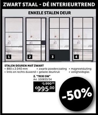Zelfbouwmarkt Stalen deuren mat zwart trixi 5w aanbieding