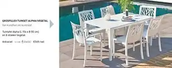 Tuintafel alpha en 6 stoelen vegetal antraciet (L 154 x B 90 cm)