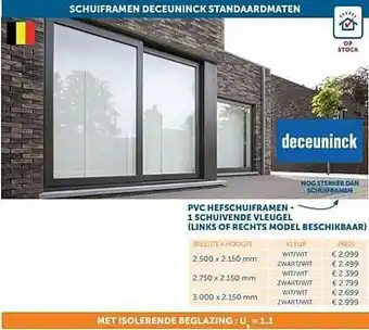 Zelfbouwmarkt Pvc hefschuiframen - 1 schuivende vleugel (links of rechts model beschikbaar) aanbieding