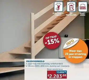 Zelfbouwmarkt Open trap met kwartslag, onbehandeld beuk eerste keus aanbieding