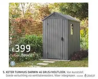 Dreamland Keter tuinhuis darwin 46 grijs-houtlook aanbieding