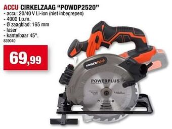 Hubo Powerplus accu cirkelzaag powdp2520 aanbieding