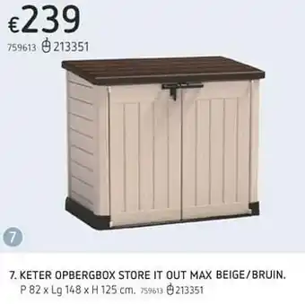 Dreamland Keter opbergbox store it out max beige-bruin P 82 x Lg 148 x H 125 cm aanbieding