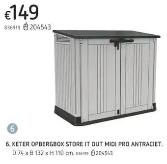 Keter opbergbox store it out midi pro antraciet D 74 x B 132 x H 110 cm