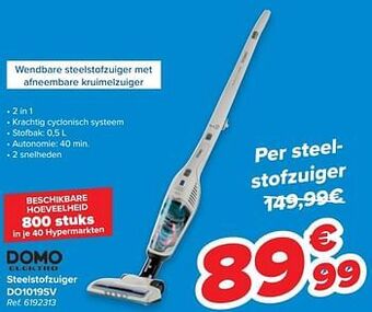 Carrefour Domo elektro steelstofzuiger  do1019sv aanbieding