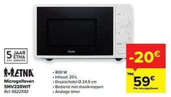 Carrefour Etna microgolfoven smv220wit aanbieding
