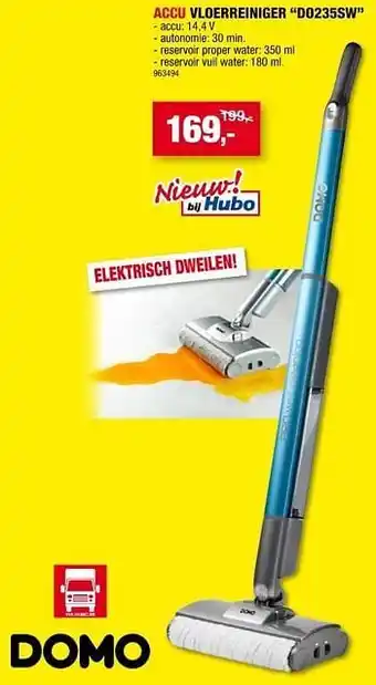 Hubo Domo elektro acc vloerreiniger do235sw aanbieding