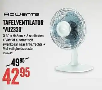 HandyHome Rowenta tafelventilator vu2330 aanbieding