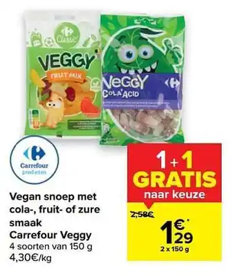 Carrefour Market Vegan snoep met cola- fruit- of zure smaak carrefour veggy aanbieding