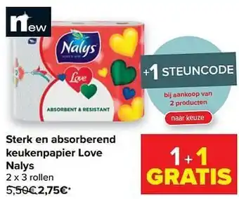 Carrefour Market Sterk en absorberend keukenpapier love nalys aanbieding