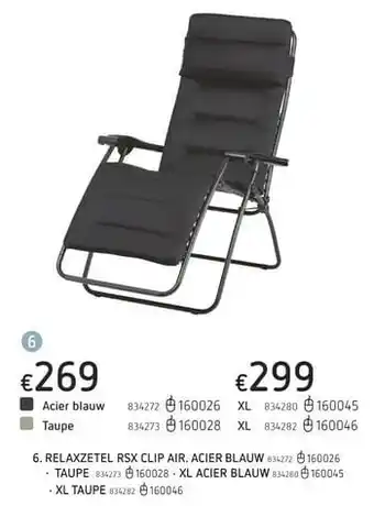 Relaxzetel rsx clip air. acier blauw