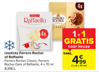 Carrefour Ijssticks Ferrero Rocher of Raffaello aanbieding