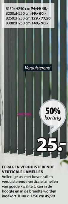 Jysk Feragen verduisterende verticale lamellen aanbieding