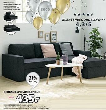Jysk Mariager bedbank met chaise longue aanbieding