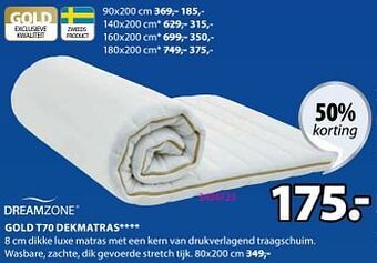 Jysk Gold t70 dekmatras aanbieding